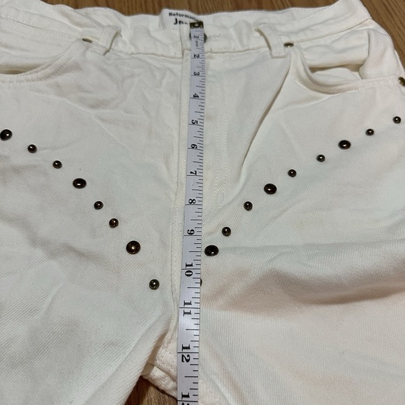 Reformation Jeans Cowboy Studded High Rise Straight Vintage White Size 29 - Picture 8 of 11